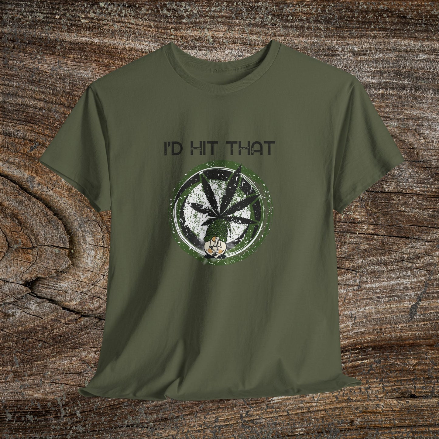 Retro Weed Gnome Marijuana 420 TShirt - "I'd Hit That" - Funny Grunge Stoner Gift