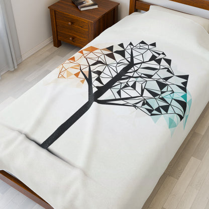 Abstract Tree Blanket — Neutral Minimalist Throw