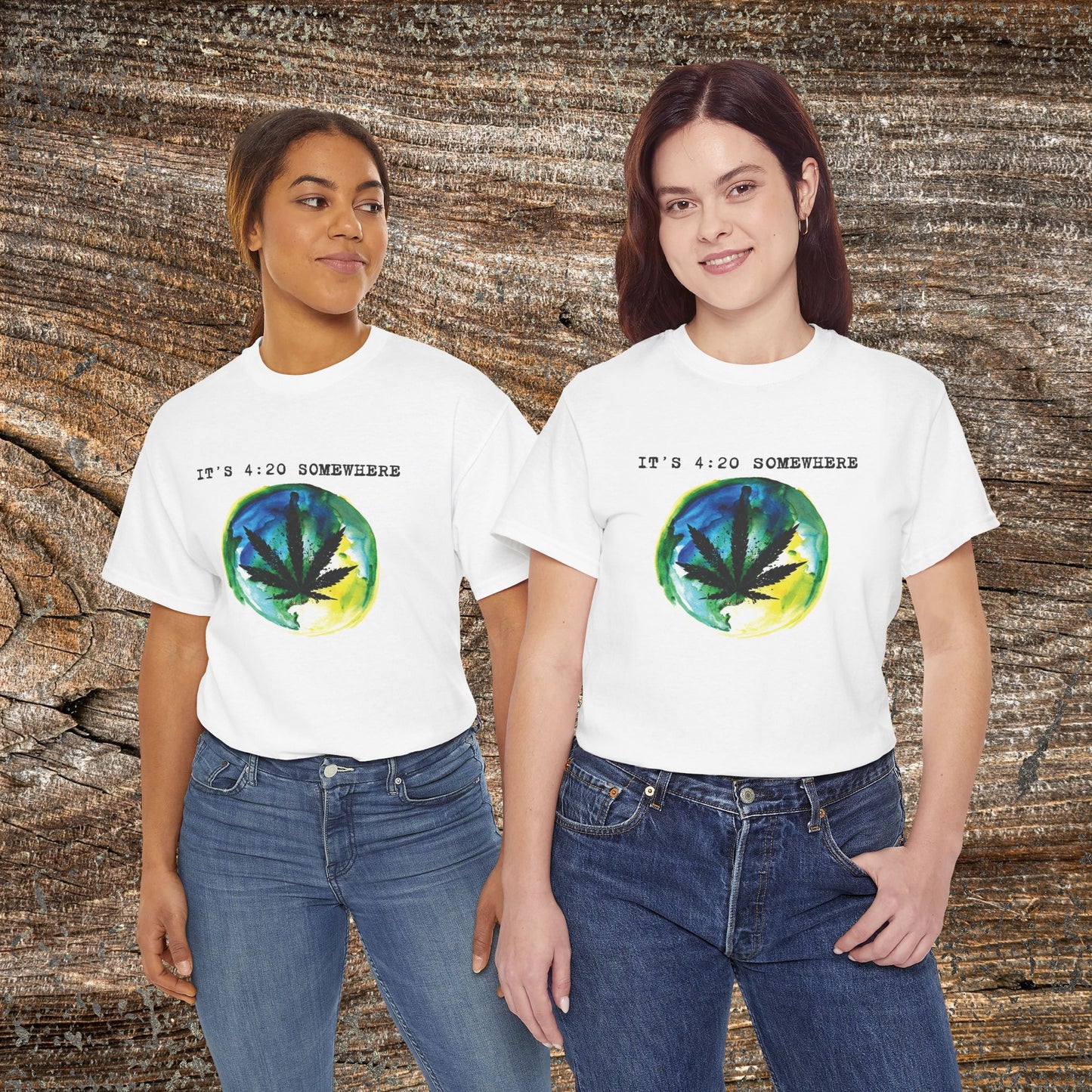 Grunge Weed Leaf 420 TShirt - "It's 4:20 Somewhere" - Retro Marijuana Stoner Gift