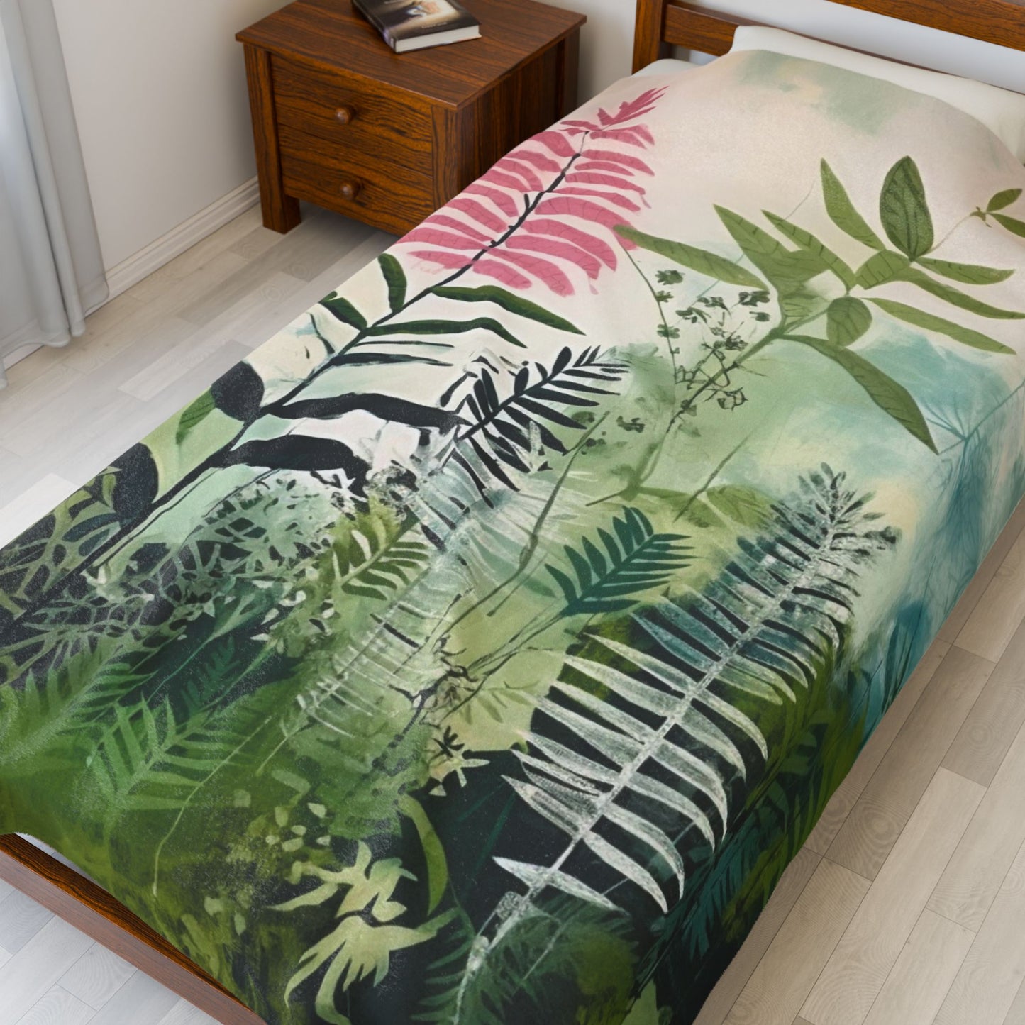 Botanical Abstract Blanket — Soft Floral Throw
