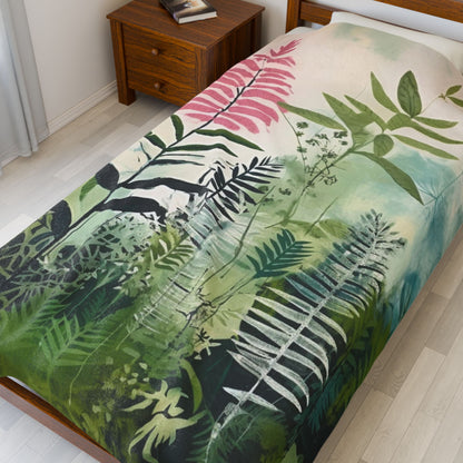 Botanical Abstract Blanket — Soft Floral Throw