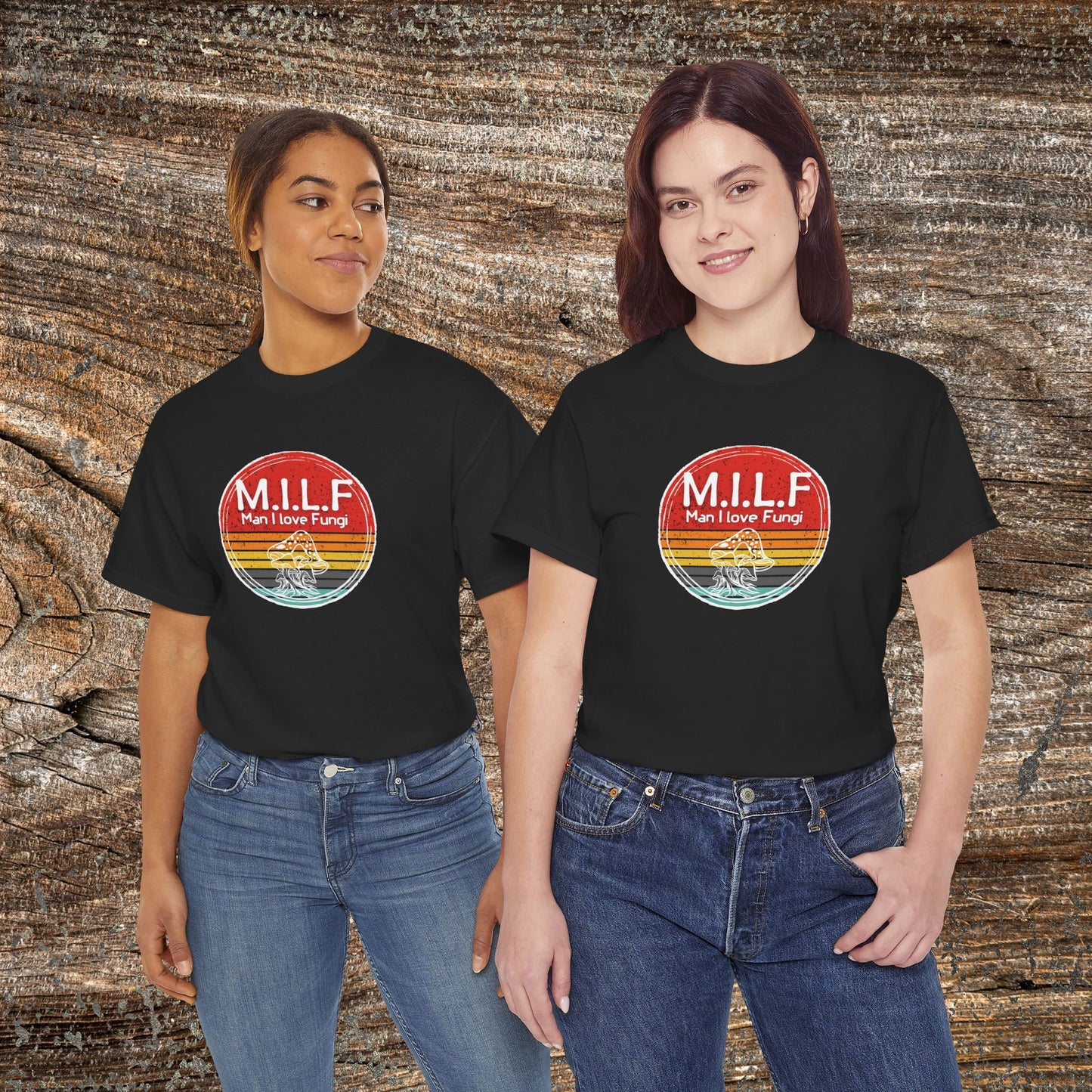 Funny Retro Grunge Mushroom T-Shirt — "M.I.L.F. Man I Love Fungi"