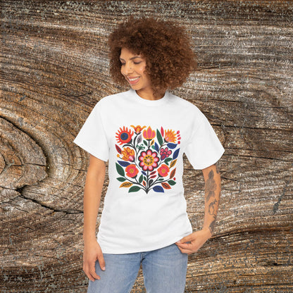 Retro Vibrant Botanical Flower T-Shirt — Nature Lover Gift