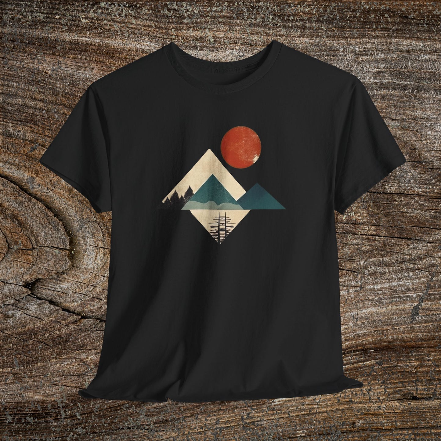 Boho Mountain T-Shirt — Vintage Abstract Mountain Landscape Tee