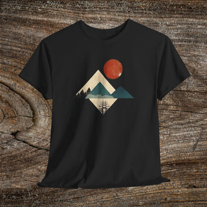 Boho Mountain T-Shirt — Vintage Abstract Mountain Landscape Tee