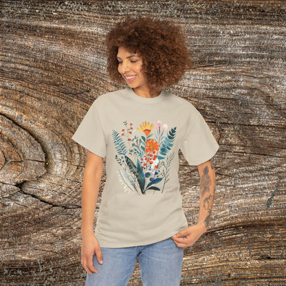 Vintage Watercolour  Floral TShirt — Botanical Graphic T-Shirt