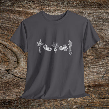 Rustic Vegetable T-Shirt — Farmhouse Produce Tee for Gardeners & Veg Lovers