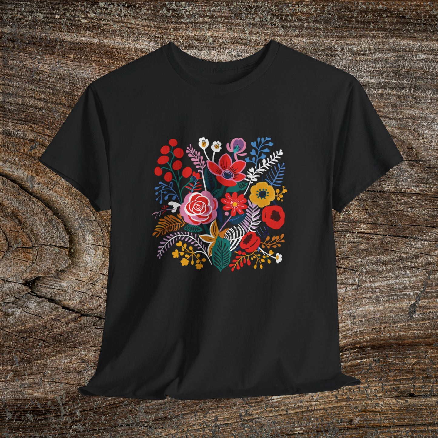 Retro Vibrant Botanical Flower T-Shirt — Nature Lover Gift