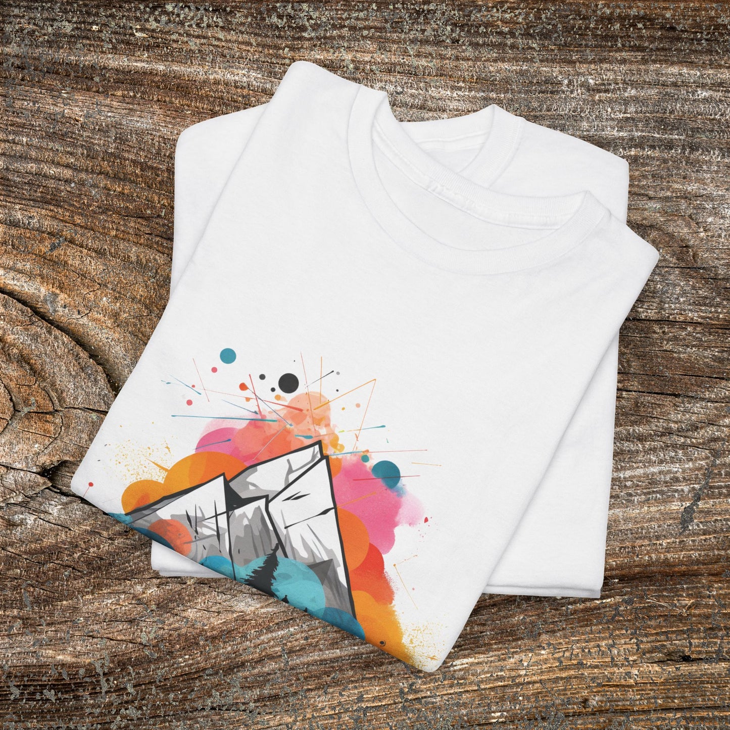 Vibrant Retro Mountain Abstract TShirt - Trendy Cute Mountain Landscape Shirt