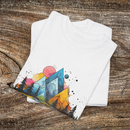 Retro Mountain Abstract TShirt - Trendy Mountain Landscape Shirt