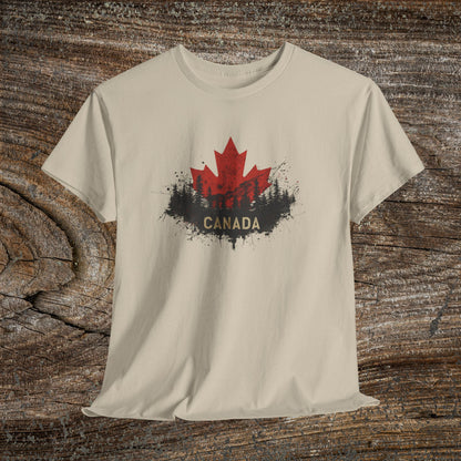 Rustic Canadian Maple Leaf T-Shirt — Grunge Canada Landscape Tee