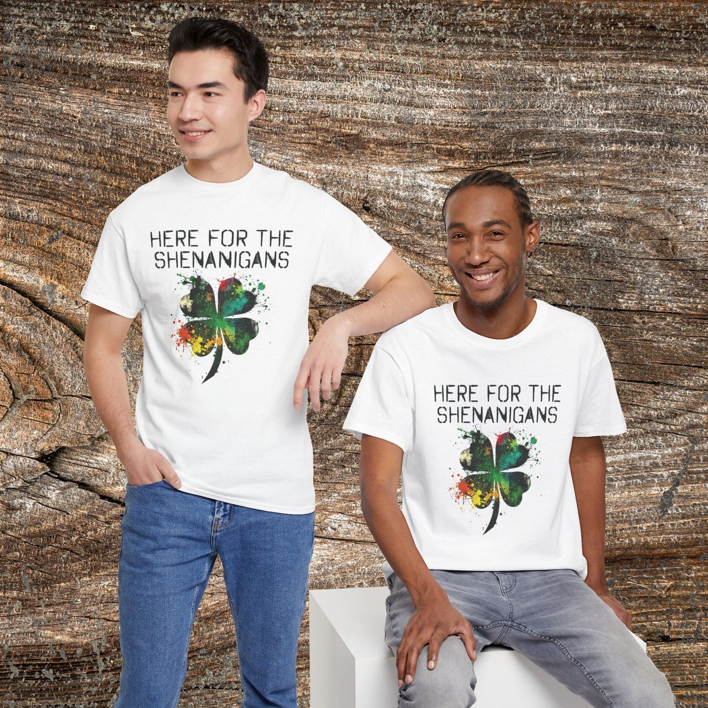 Grunge Clover 'Here For The Shenanigans' St. Patrick's Day Tee