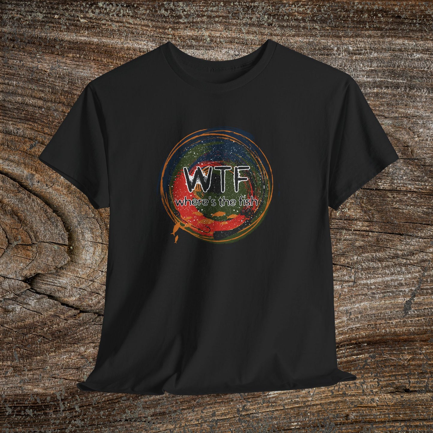 Retro Grunge Fishing TShirt - W.T.F Where's The Fish