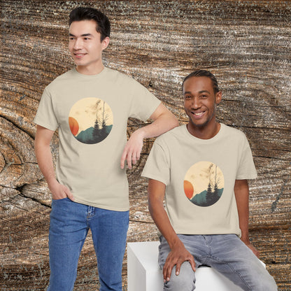 Retro Boho Mountain T-Shirt — Abstract Mountain Landscape, Nature Lover Gift