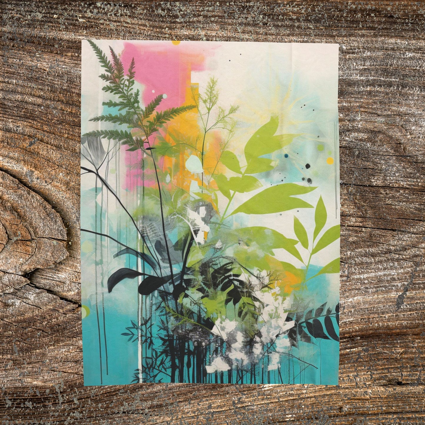 Botanical Abstract Blanket — Soft Floral Throw