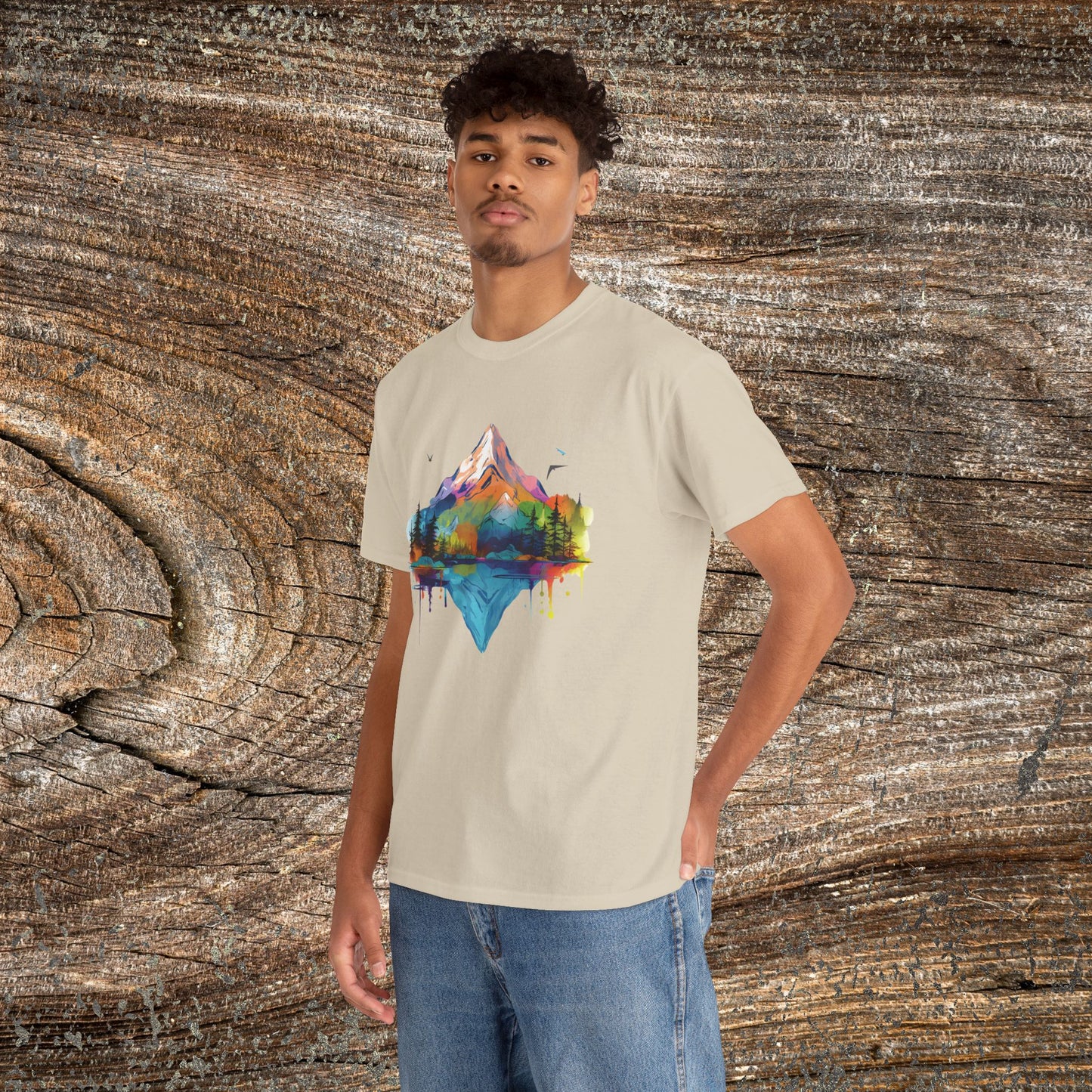 Vibrant Retro Mountain Abstract T-Shirt — Nature Lover Gift