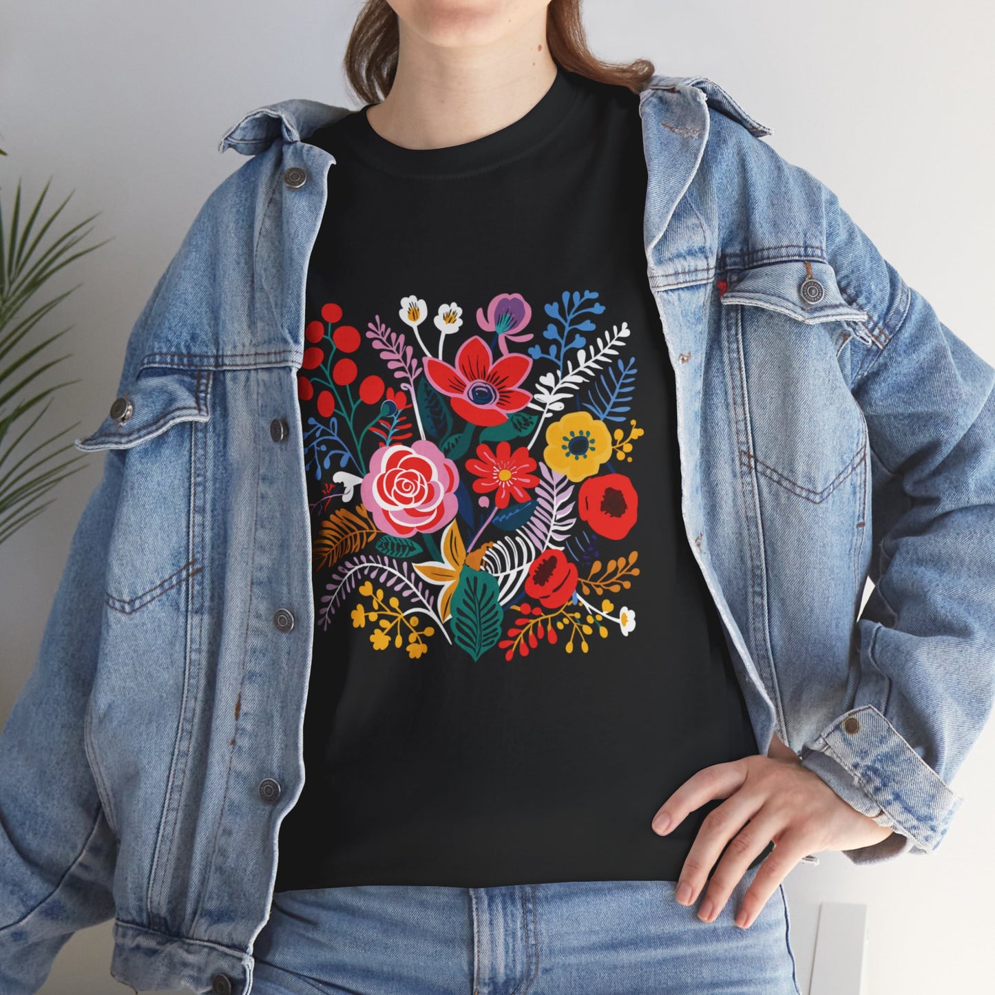 Retro Vibrant Botanical Flower T-Shirt — Nature Lover Gift