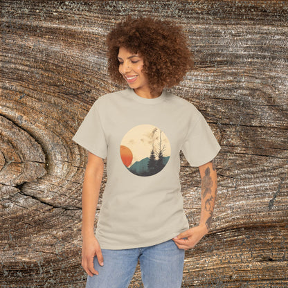 Retro Boho Mountain T-Shirt — Abstract Mountain Landscape, Nature Lover Gift