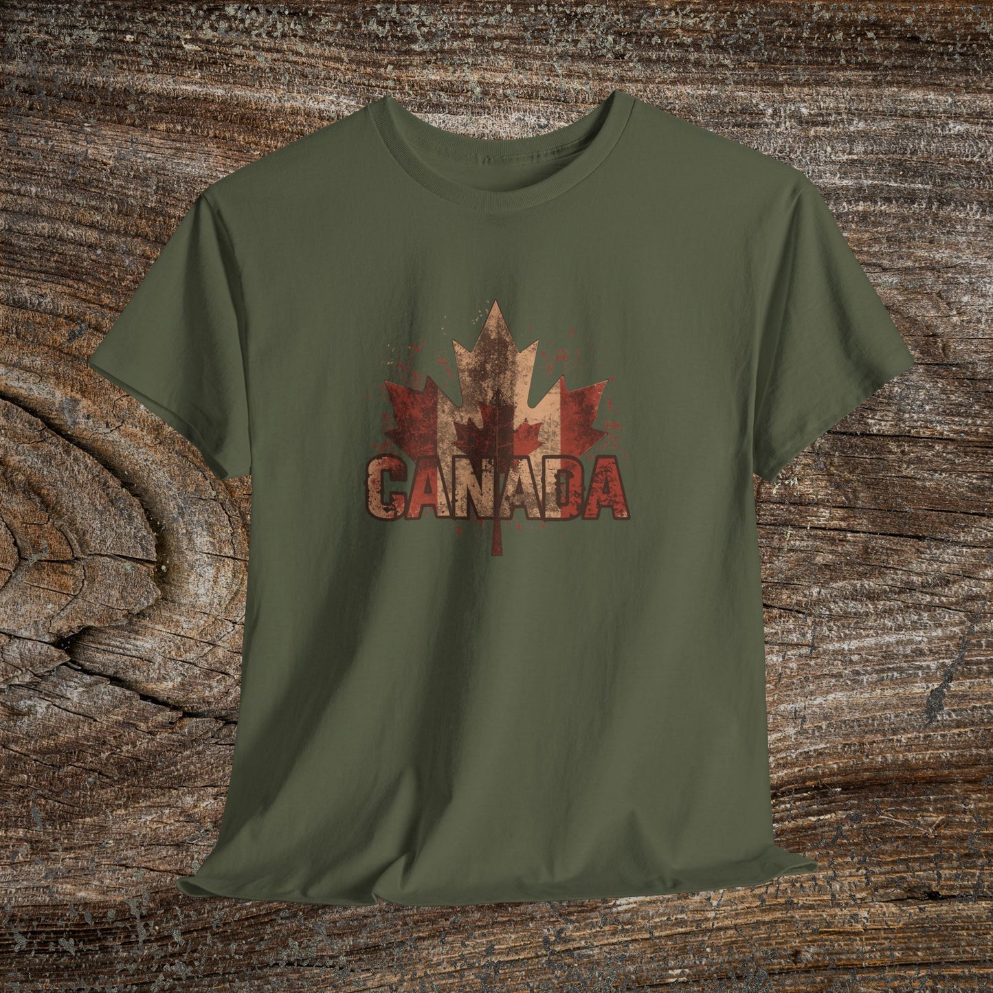 Rustic Canadian Maple Leaf T-Shirt — Grunge Canada Tee