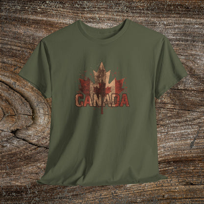 Rustic Canadian Maple Leaf T-Shirt — Grunge Canada Tee