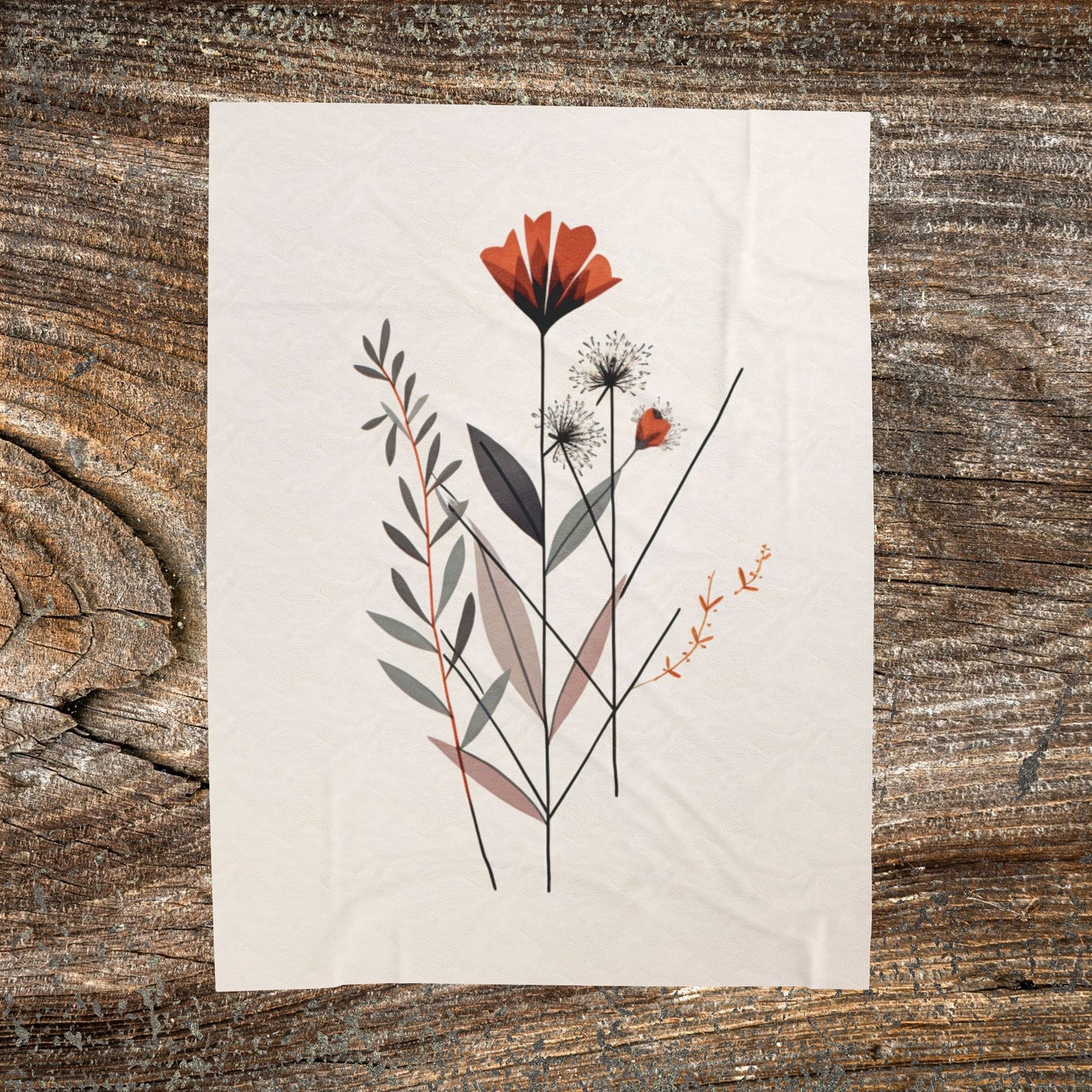 Retro Boho Flower Blanket — Cozy Abstract Throw