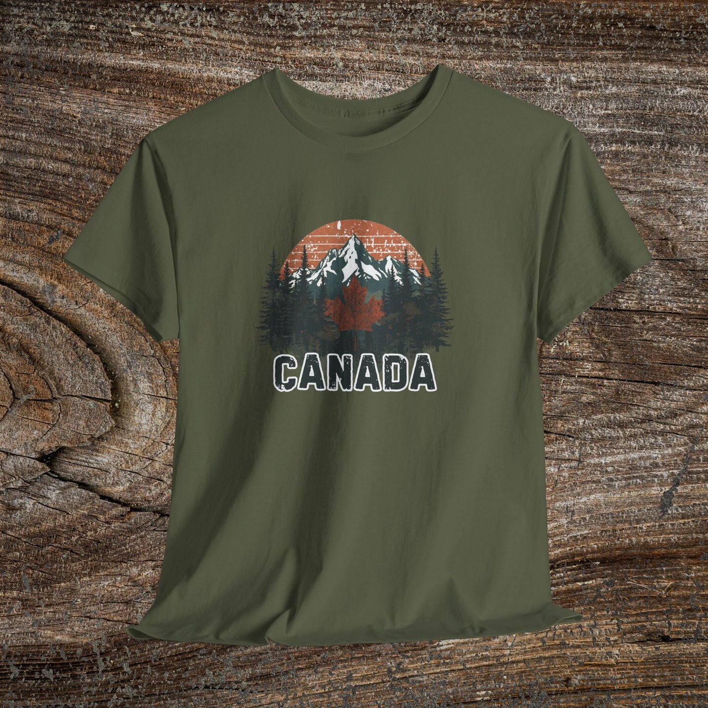 Rustic Canada Landscape T-Shirt — Distressed Canadian Tee