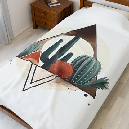 Boho Mountain Cactus Blanket — Retro Colourful Abstract Throw