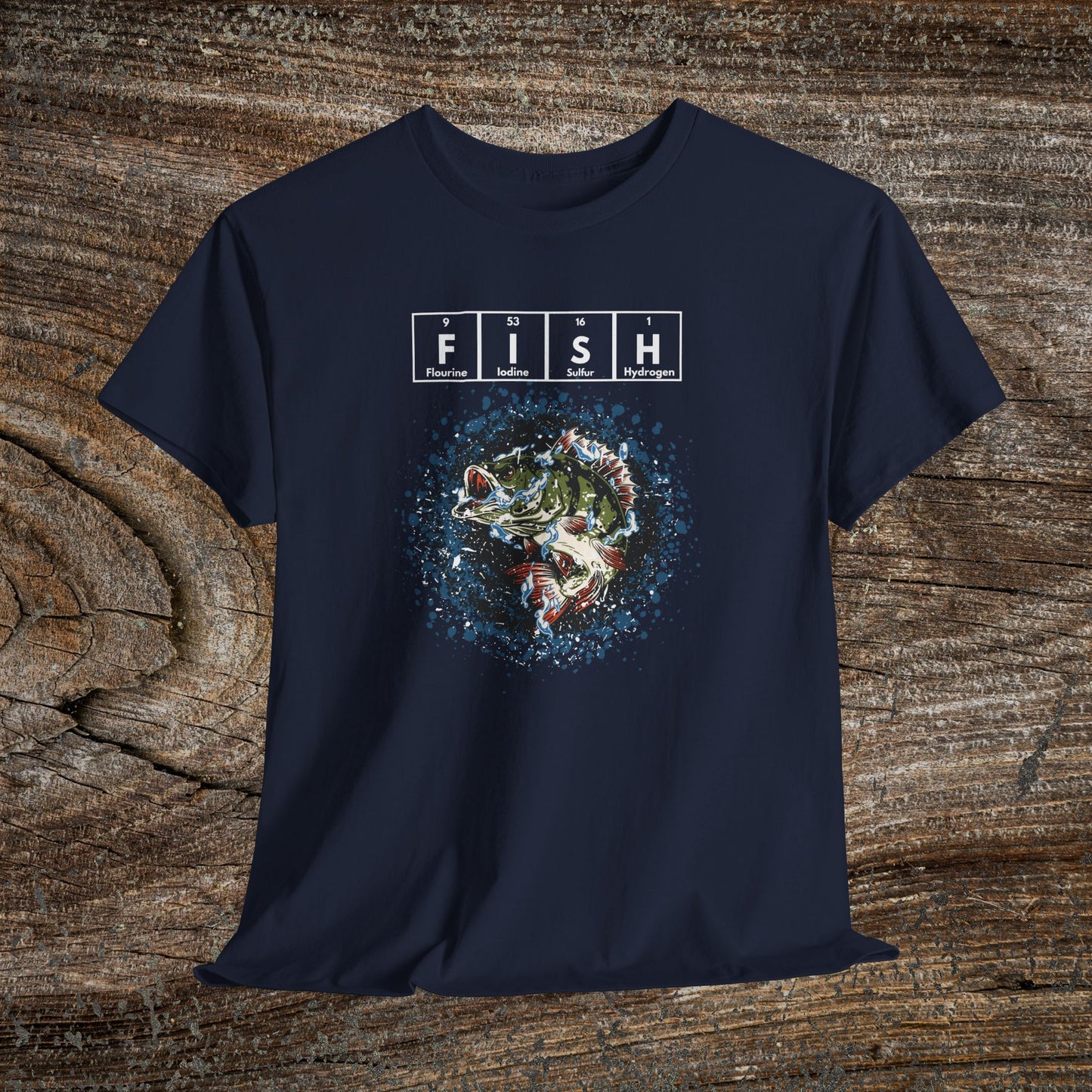 Grunge Bass Fish T-Shirt — Fishing Gift Tee