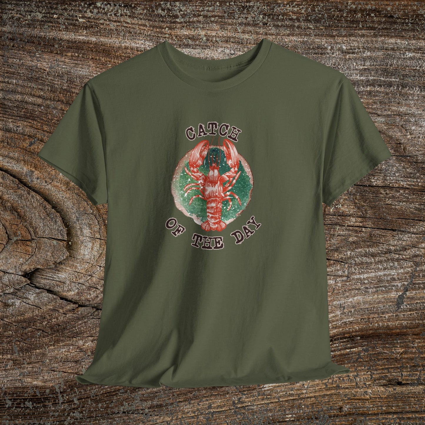 Retro Lobster TShirt - 'Catch of the Day' - Grunge Fishing Shirt