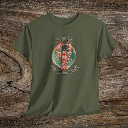 Retro Lobster TShirt - 'Catch of the Day' - Grunge Fishing Shirt