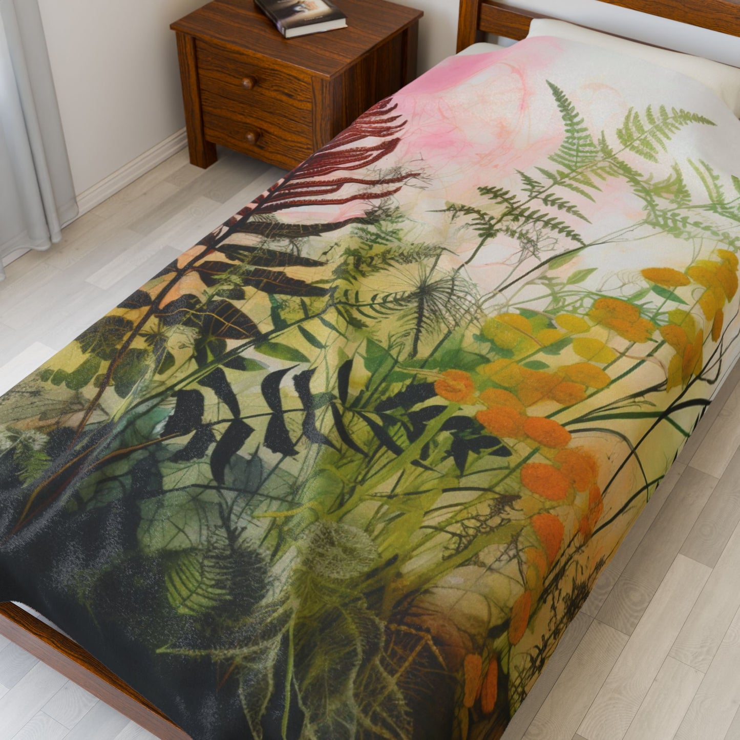 Botanical Abstract Blanket — Soft Floral Throw