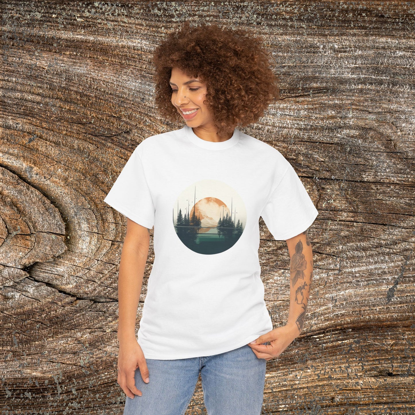 Retro Boho Mountain T-Shirt — Abstract Mountain Landscape, Nature Lover Gift