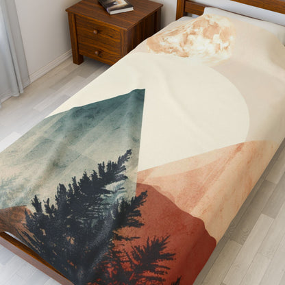 Vintage Abstract Landscape Blanket | Cozy Retro Throw