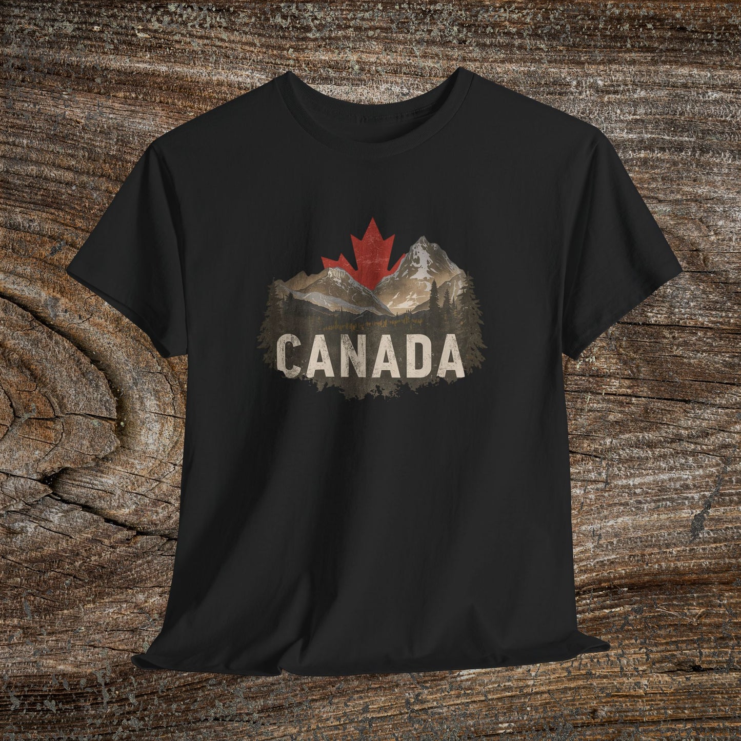 Rustic Canadian Landscape T-Shirt — Distressed Canada Tee