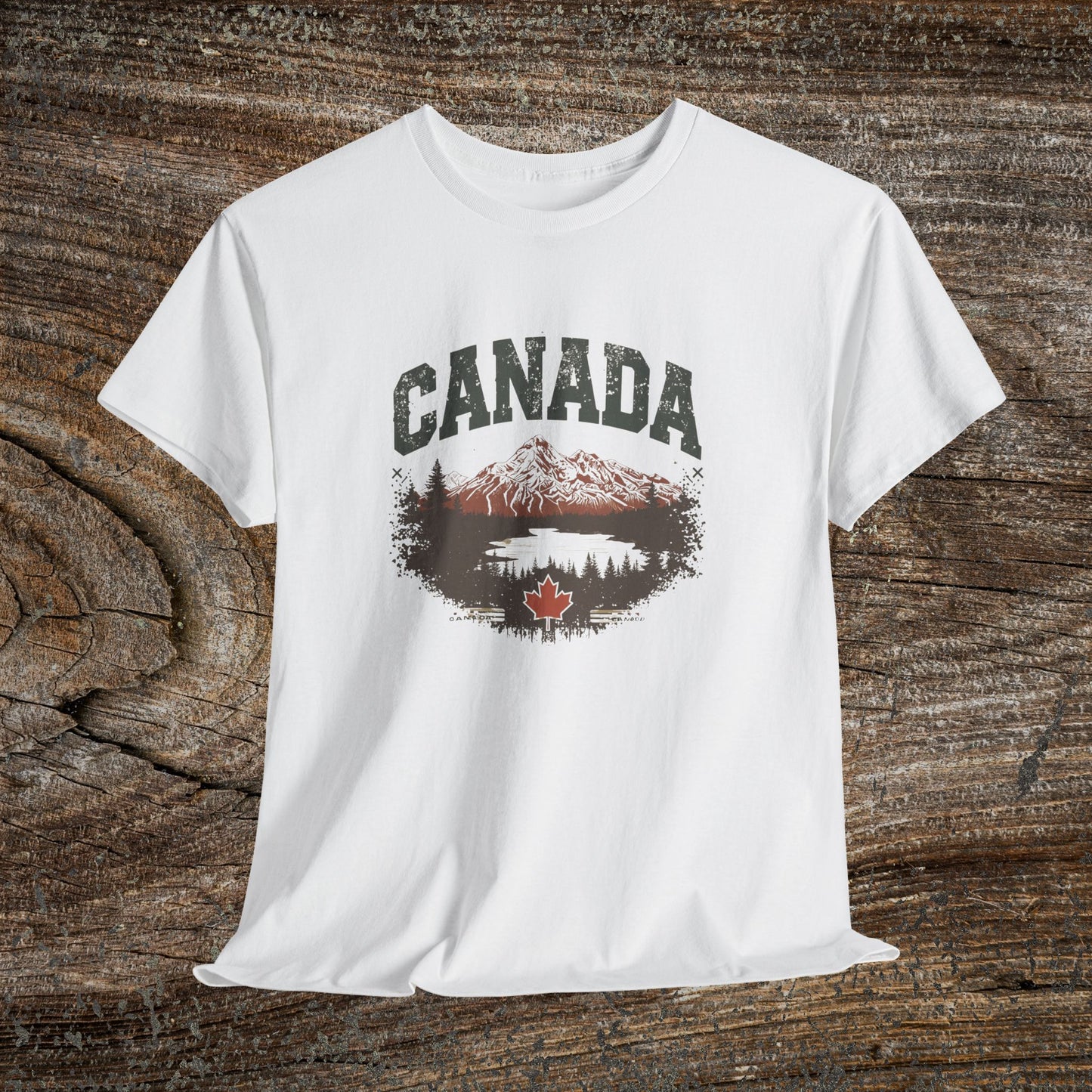 Rustic Canadian Landscape T-Shirt — Distressed Canada Tee
