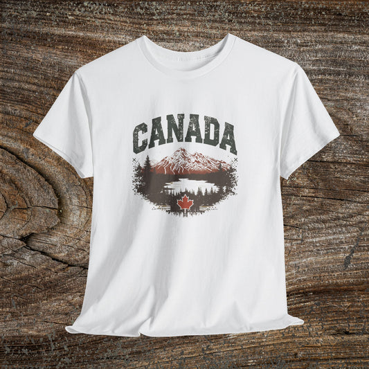Rustic Canadian Landscape T-Shirt — Distressed Canada Tee