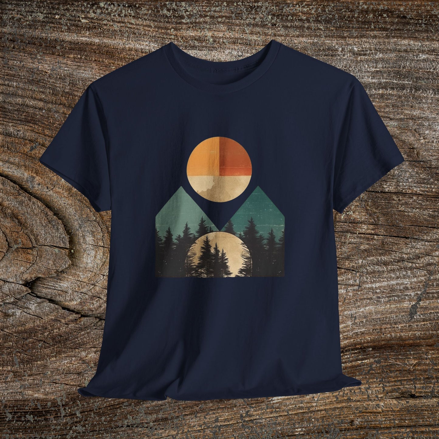 Boho Mountain T-Shirt — Vintage Abstract Mountain Landscape Tee