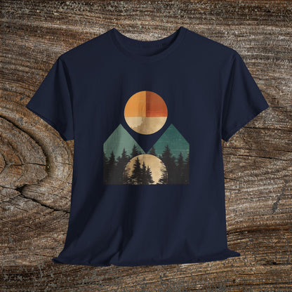 Boho Mountain T-Shirt — Vintage Abstract Mountain Landscape Tee