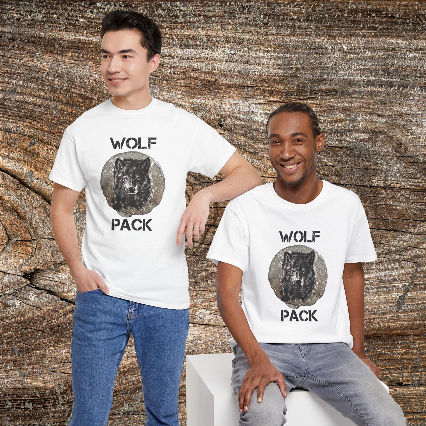 Grunge Wolf Pack T-Shirt — Retro Edgy Wolf Pack Tee