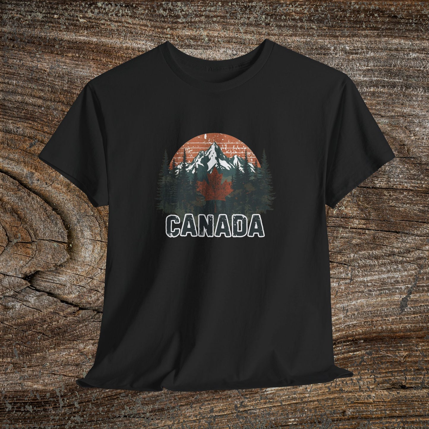 Rustic Canada Landscape T-Shirt — Distressed Canadian Tee