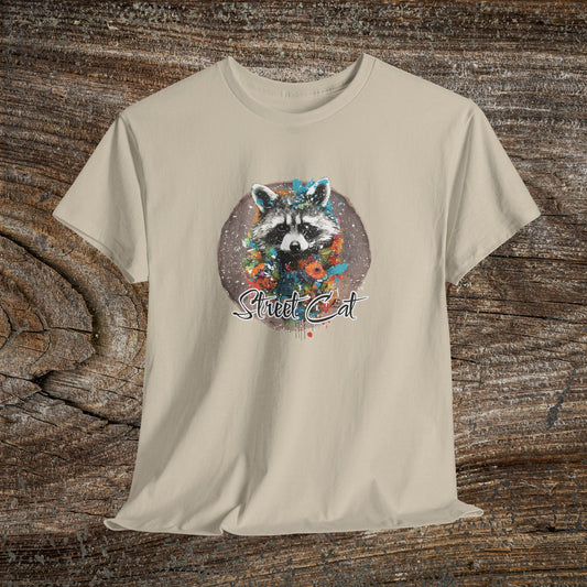 Vintage 'Street Cat' Raccoon T-Shirt — Funny Retro Wildlife Tee