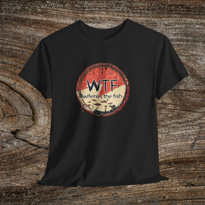 Funny Grunge Fishing TShirt - W.T.F Where's The Fish