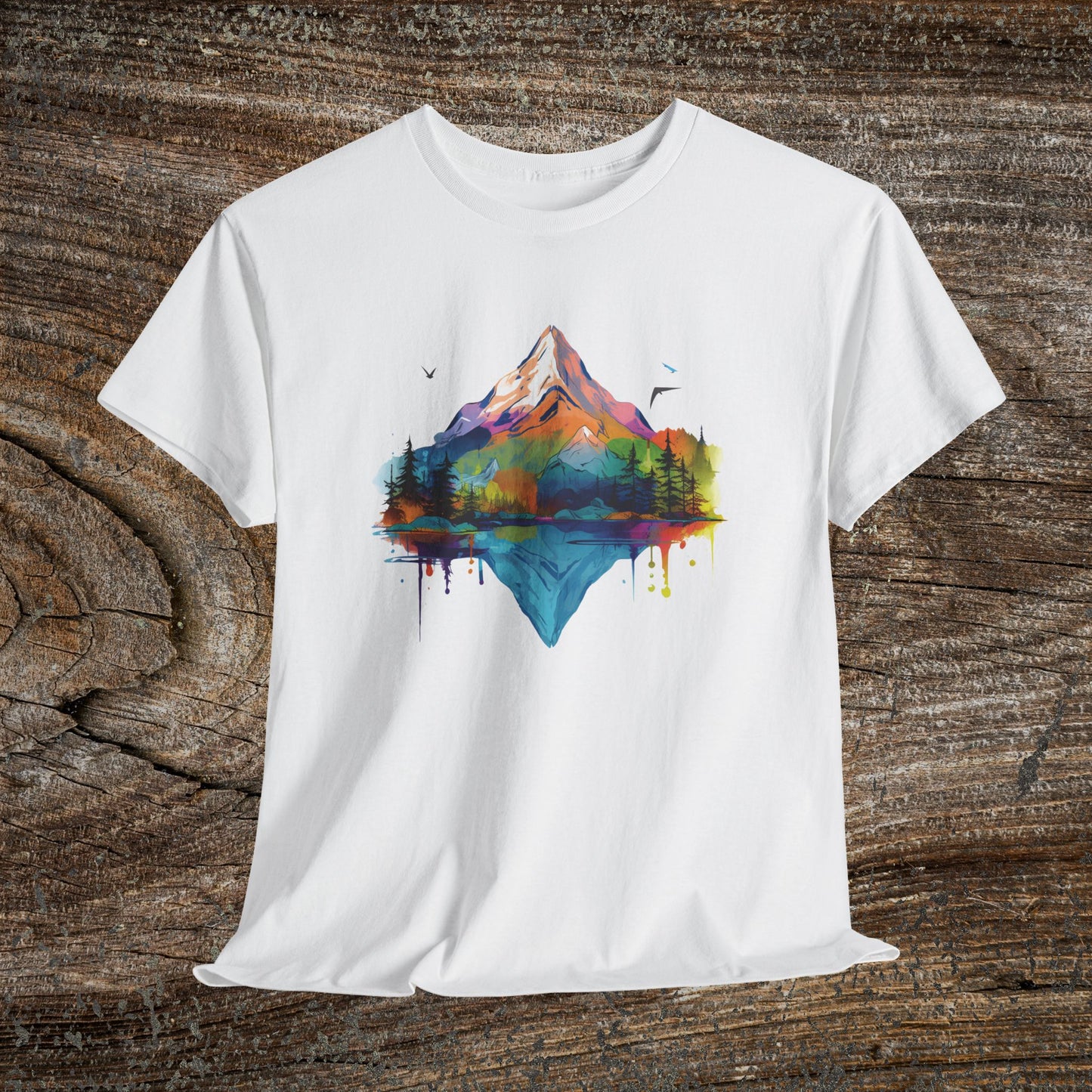 Vibrant Retro Mountain Abstract T-Shirt — Nature Lover Gift