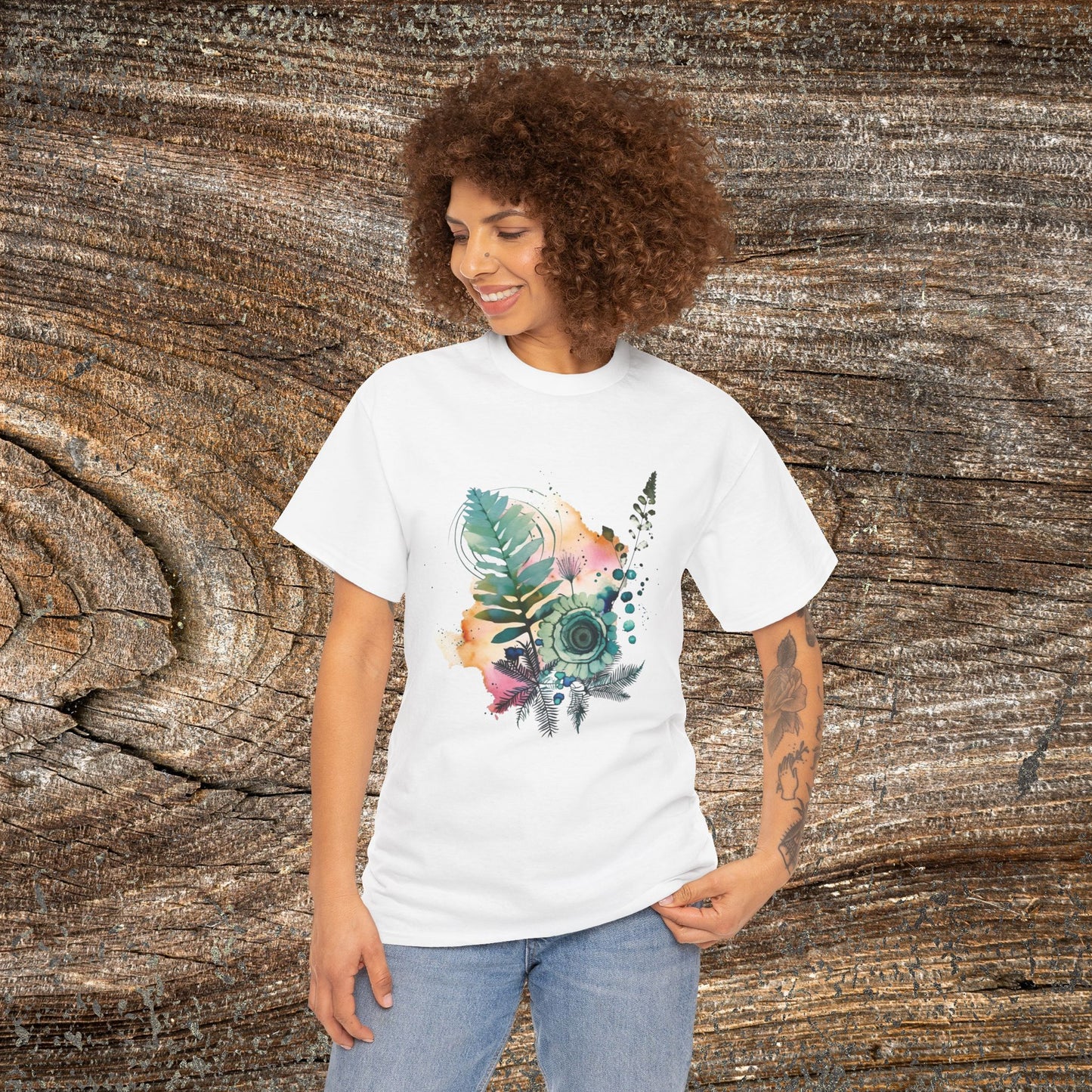 Vintage Watercolour Floral TShirt — Botanical Graphic T-Shirt