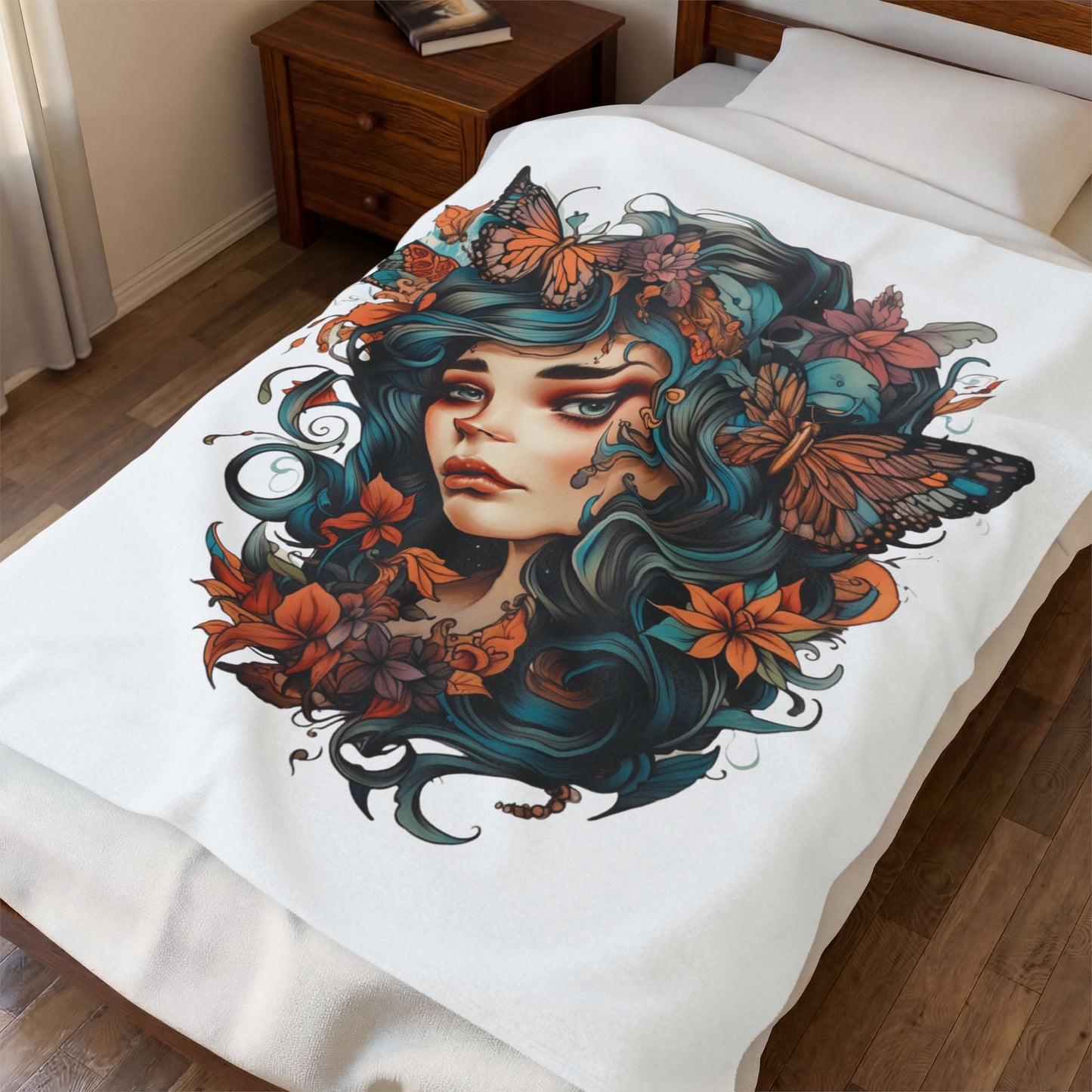 Boho Fairy Goddess Blanket - Cozy Illustration Throw