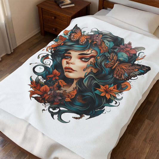 Boho Fairy Goddess Blanket - Cozy Illustration Throw