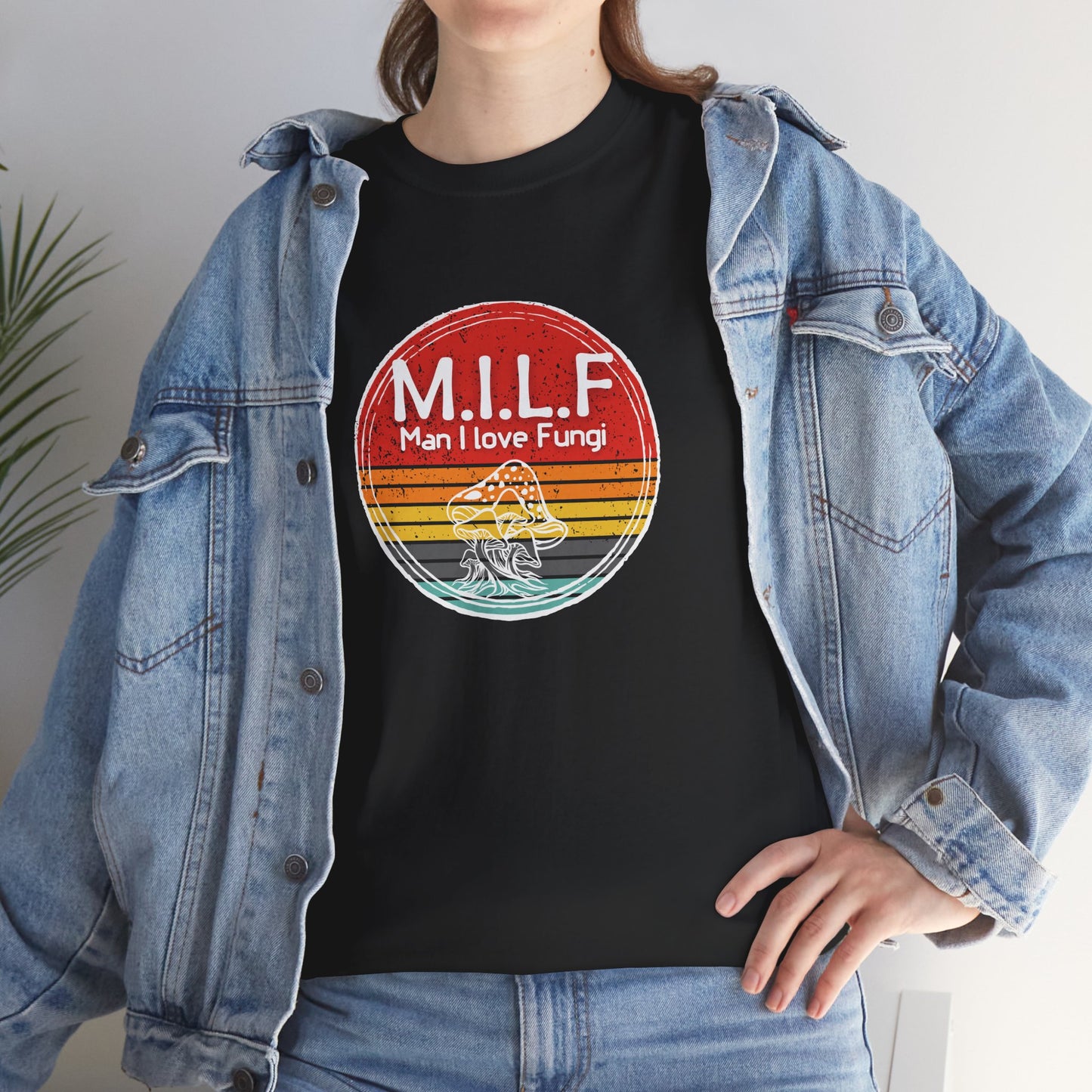 Funny Retro Grunge Mushroom T-Shirt — "M.I.L.F. Man I Love Fungi"