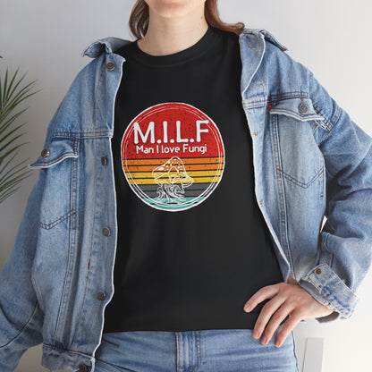 Funny Retro Grunge Mushroom T-Shirt — "M.I.L.F. Man I Love Fungi"