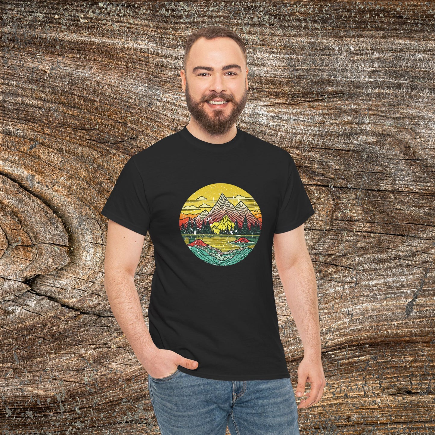Retro Vintage Mountain Landscape TShirt - Nature Lover Gift