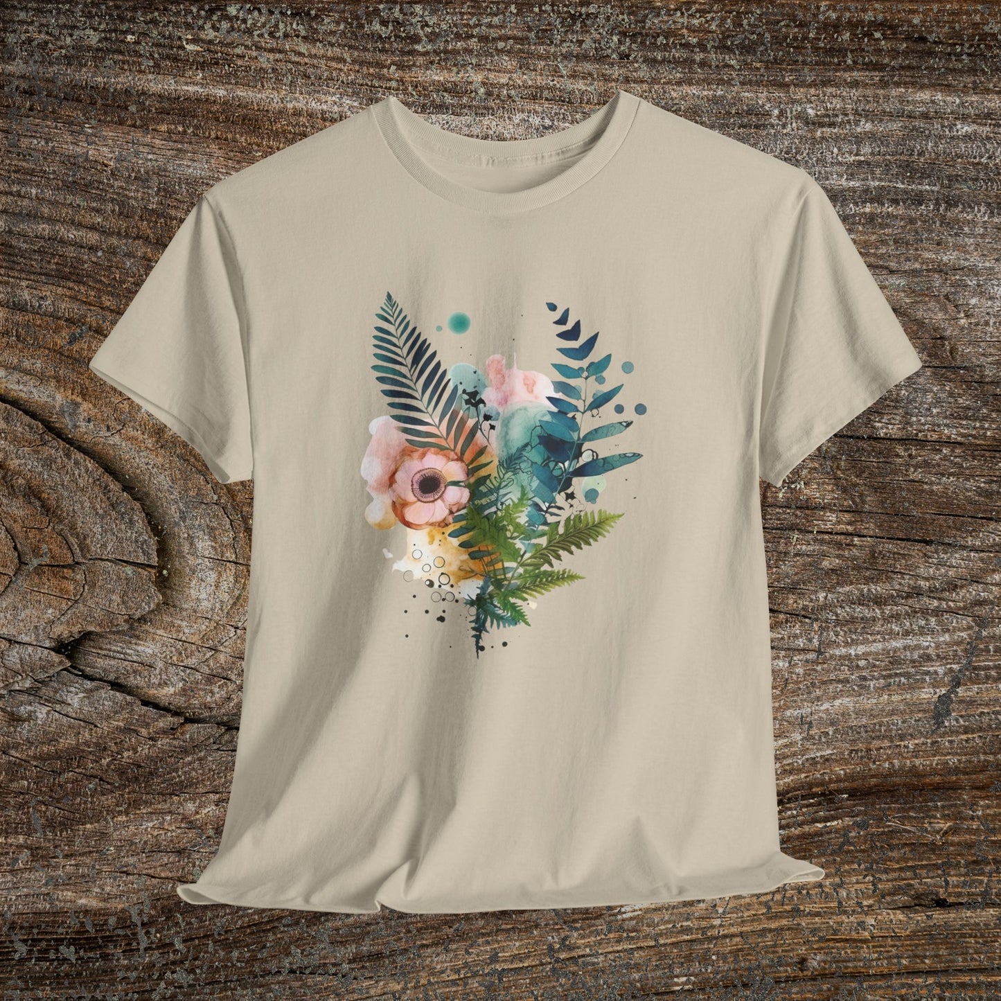 Vintage Watercolour  Floral TShirt — Botanical Graphic T-Shirt